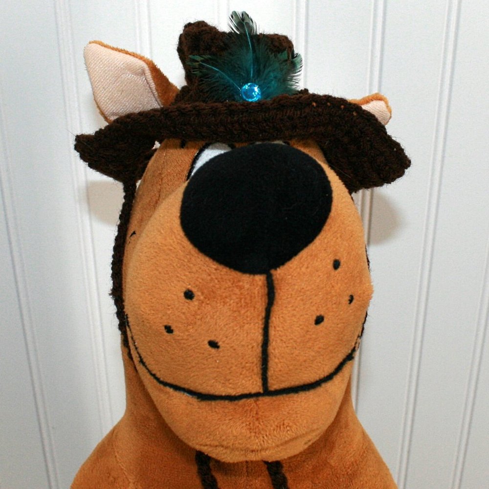 HAND CRAFTED Cowboy Dog Crochet Hat Brown Costume Pet Supply Photo Prop